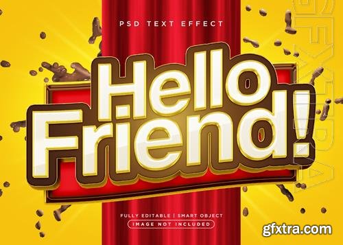 3d style hello friend text effect psd