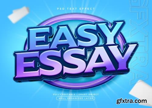 3d style essay text effect psd