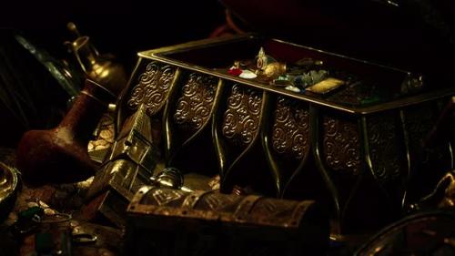 Videohive - Treasures in a Dark Cave with Coins Diamonds and Gold - 35252593 - 35252593