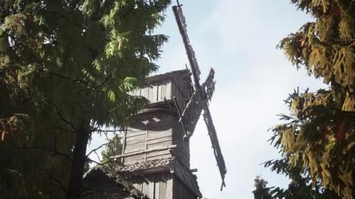 Videohive - Old Traditional Wooden Windmill in the Forest - 35252682 - 35252682