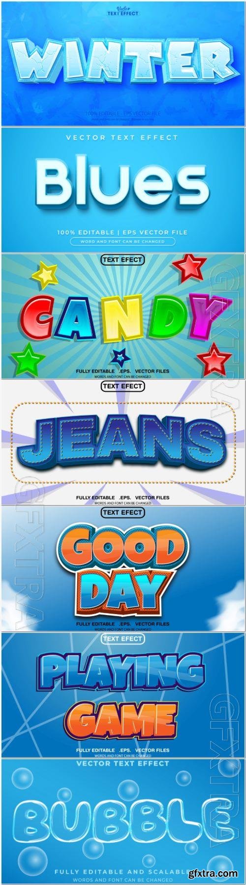 Set 3d editable text style effect vector vol 357