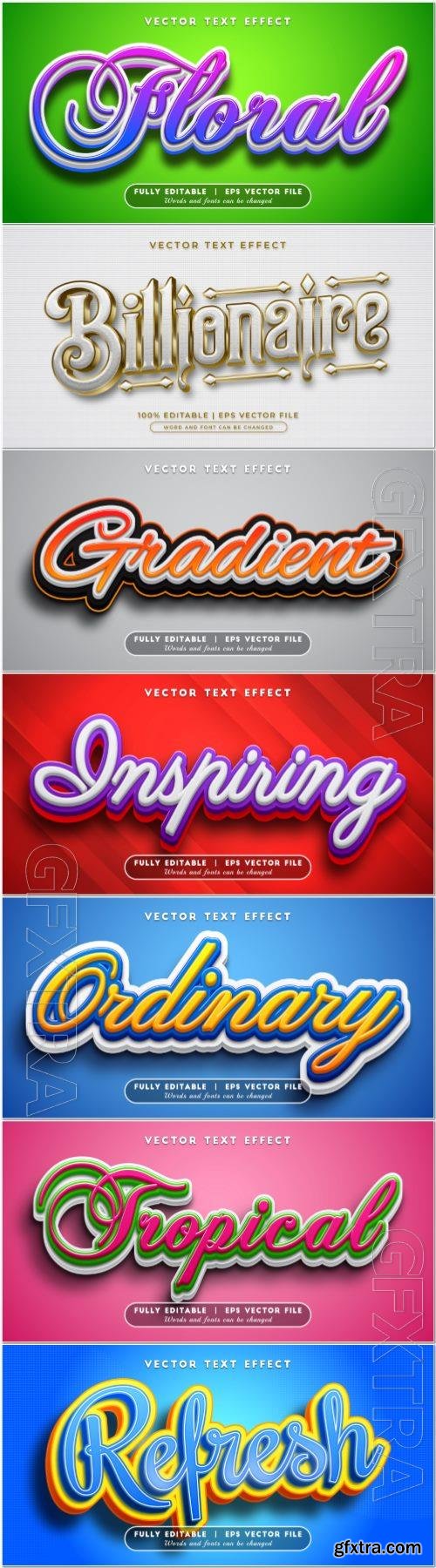 Set 3d editable text style effect vector vol 371