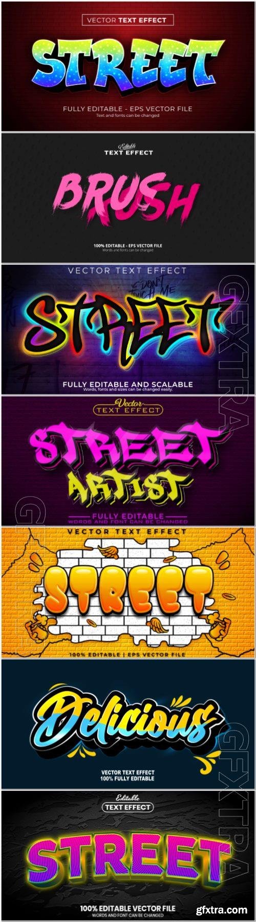 Set 3d editable text style effect vector vol 370