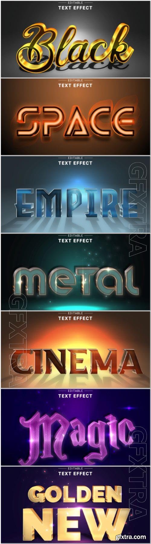 Set 3d editable text style effect vector vol 364