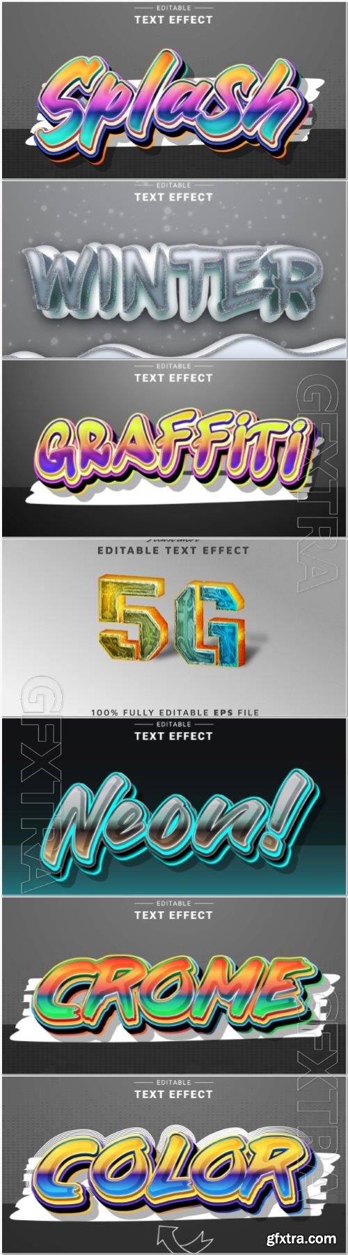 Set 3d editable text style effect vector vol 362