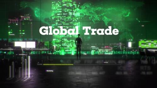 Videohive - Finance Businessman in Office With Global Trade Text - 35213216 - 35213216