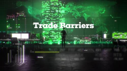 Videohive - Finance Businessman in Office With Trade Barriers Text - 35213225 - 35213225