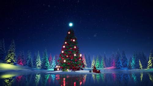 Videohive - Christmas Snow at night looped 4K - 35228958 - 35228958