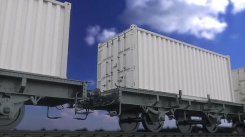 Videohive - Cargo Train with Blank White Containers - 35229924 - 35229924