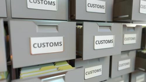 Videohive - CUSTOMS Text on the Drawers of a File Cabinet - 35232525 - 35232525