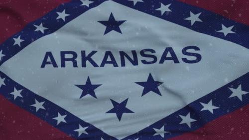 Videohive - Arkansas Winter Flag with Snowflakes Background - 35251427 - 35251427