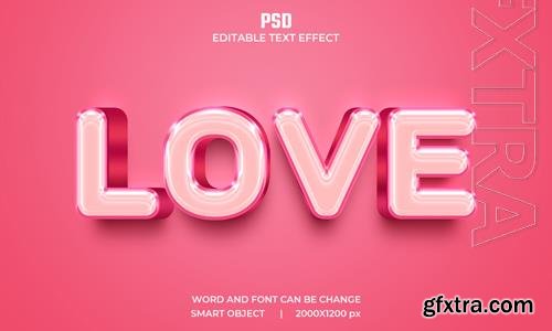 Love 3d editable text effect premium psd with background