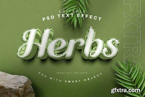 Green herbs 3d glossy text effect psd