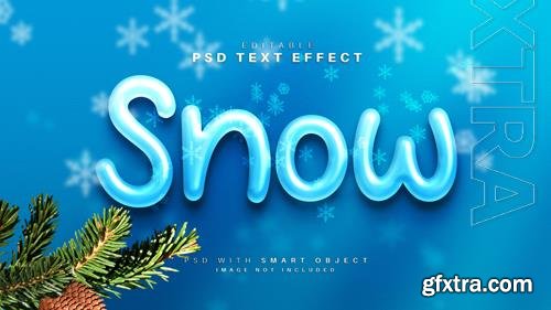 Snow 3d glossy text effect psd