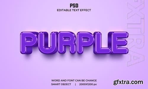 Purple 3d editable text effect premium psd with background