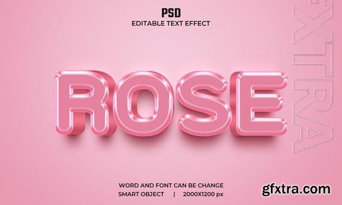 3d Rose editable pink color text effect premium psd with background