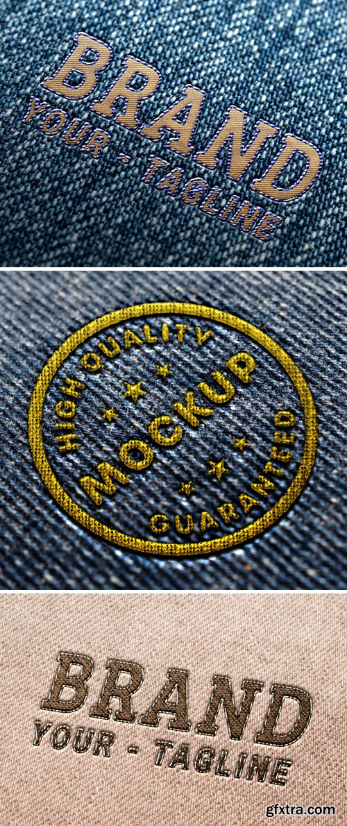 13 Jeans Embroidery Logos PSD Mockups Templates