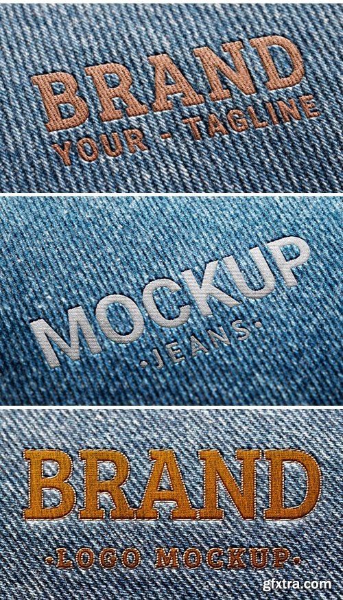 13 Jeans Embroidery Logos PSD Mockups Templates