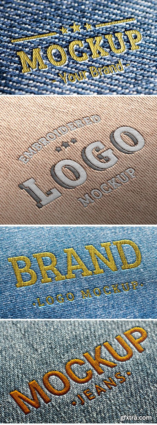 13 Jeans Embroidery Logos PSD Mockups Templates