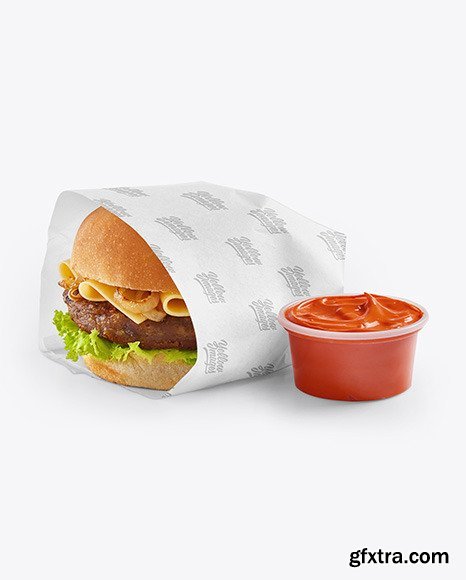 Wrapped Burger with Sauce Mockup 72519