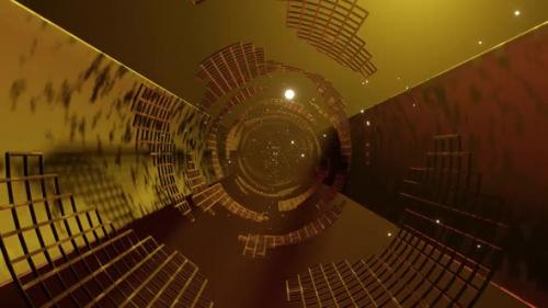 Videohive - Abstract Endless Sci Fi Tunnel Visual With Wireframes Seamlessly Looped - 35302482 - 35302482