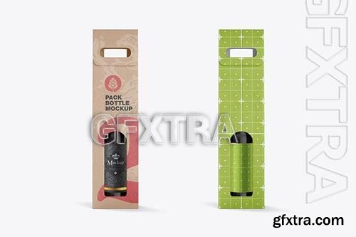 Kraft Paper Pack Wine Bottle Carrier Mockup HT9FTBQ