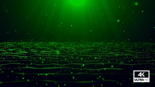 Videohive - Glowing Magic Particles Wave Flow Green Looped V3 - 35323051 - 35323051