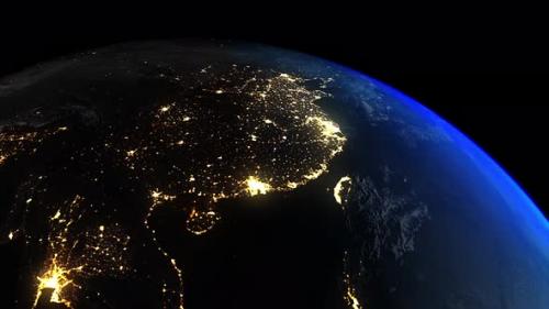 Videohive - Earth Night To Day Asia - 35328038 - 35328038