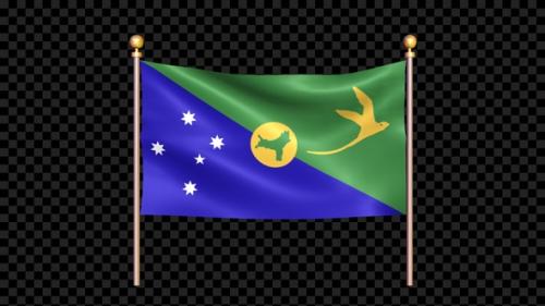 Videohive - Flag Of Christmas Island Waving In Double Pole Looped - 35330568 - 35330568