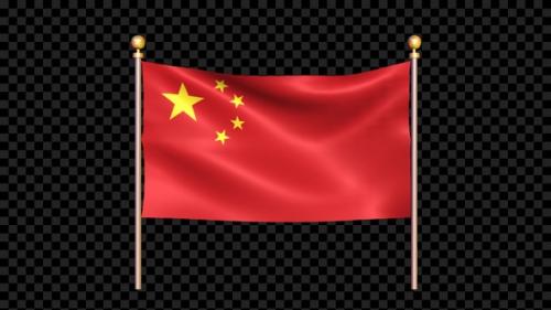 Videohive - Flag Of China Waving In Double Pole Looped - 35330570 - 35330570