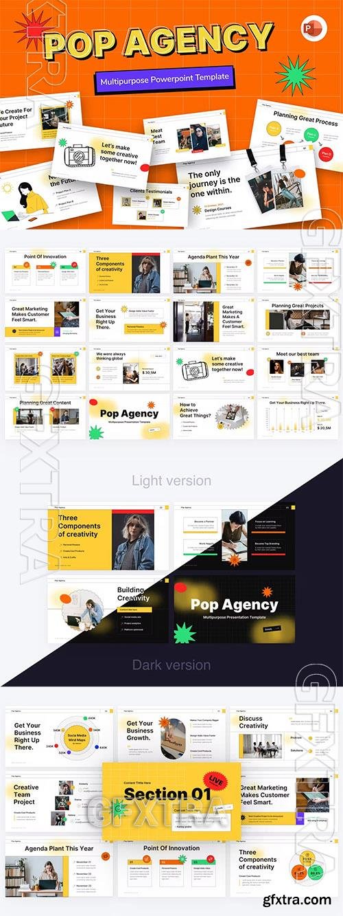 Pop Agency Creative Business PowerPoint Template Q3Y5YQR