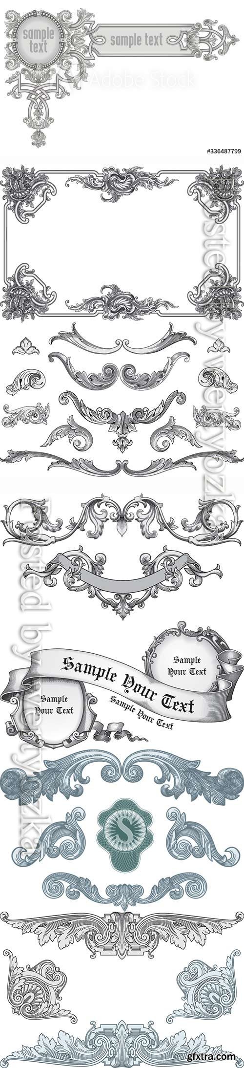 Vintage frame corner, design element vector