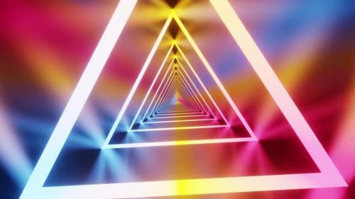 Videohive - Vj Loop Background Of Rotated Triangle Neon Lamps With Different Colors 4K - 35346319 - 35346319