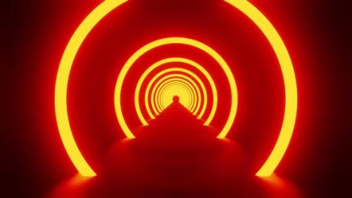 Videohive - Vj Loop Background Of The Fire Orange Ring With Mirrored Floor 4K - 35346323 - 35346323