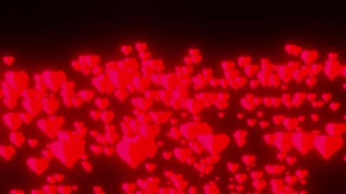 Videohive - Red Hearts Goes Up Loop Background On Valentines Day 4K - 35346328 - 35346328