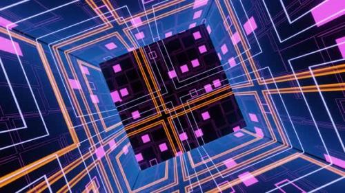 Videohive - Vj Loop Sci Fi Animation Of Sci Fi Cube Rotation 02 - 35358009 - 35358009