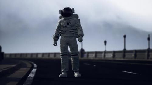 Videohive - Astronaut Walks in the Middle of a Road - 35367748 - 35367748