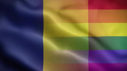 Videohive - LGBT Romania Flag Loop Background 4K - 35280011 - 35280011