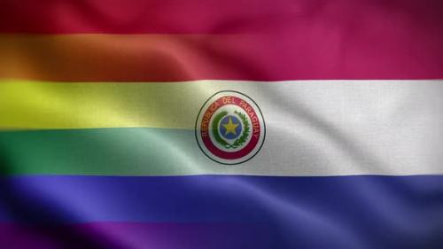 Videohive - LGBT Paraguay Flag Loop Background 4K - 35280016 - 35280016