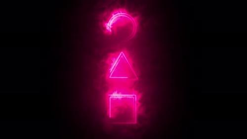 Videohive - Abstract animation of a glowing neon triangle square and circle on a black background. - 35283660 - 35283660