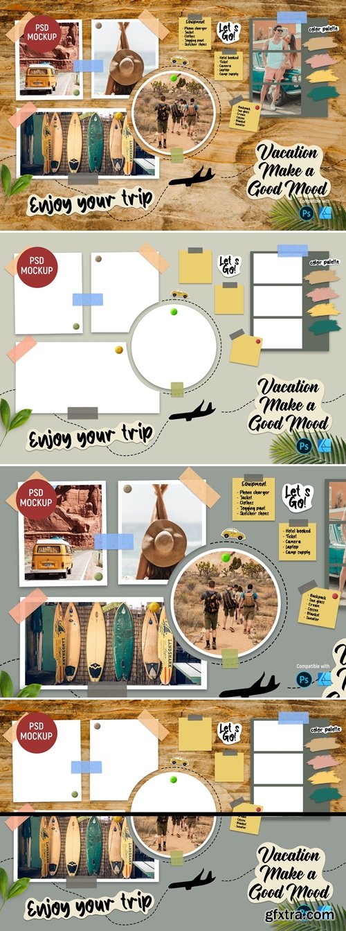 Vacation trip Moodboard Mockup