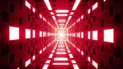 Videohive - Red Light Irregular Checkered Pattern Tunnel VJ Loop - 35297893 - 35297893