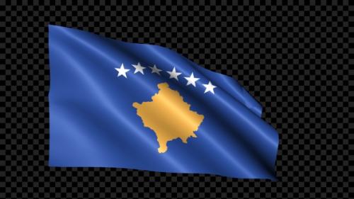 Videohive - Kosovo Flag Blowing In The Wind - 35297907 - 35297907