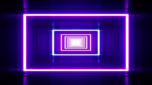 Videohive - Flickering Rectangle Neon VJ Loop Tunnel - 35298158 - 35298158