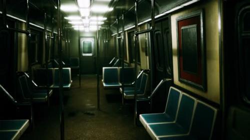 Videohive - Subway Wagon is Empty Because of the Coronavirus Outbreak in the City - 35271340 - 35271340