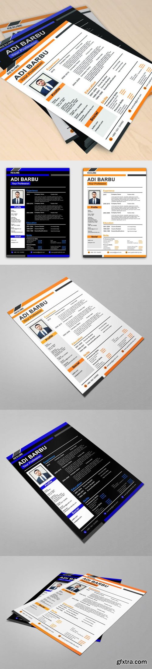 2 Professional Resume CV PSD Templates