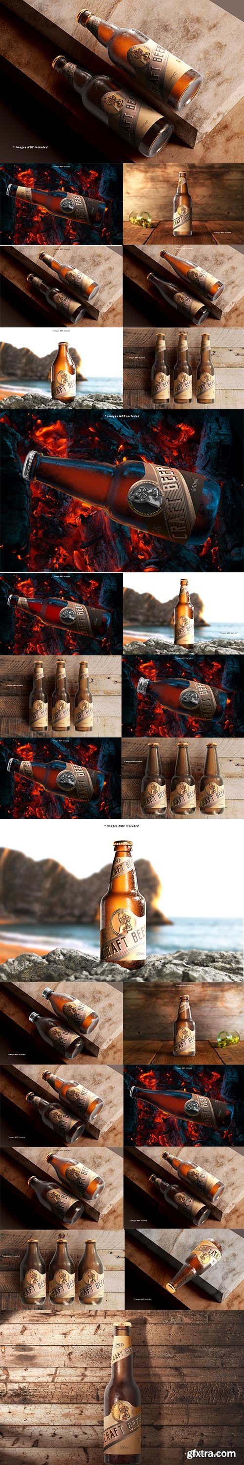 Cold beer bottle mockup