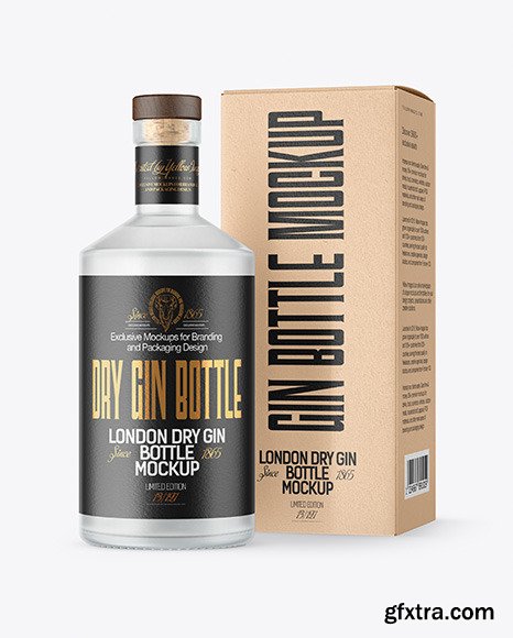 Frosted Glass Gin Bottle with Box Mockup 56274