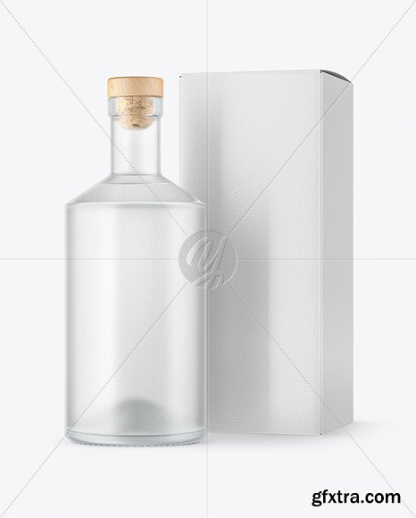 Frosted Glass Gin Bottle with Box Mockup 56274