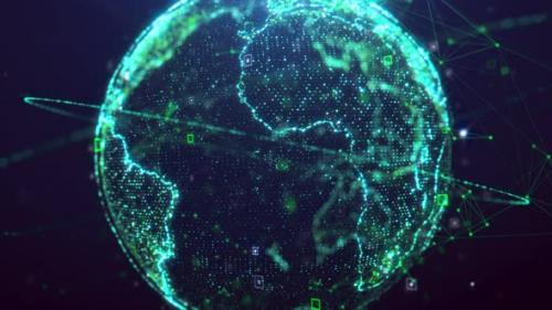 Videohive - Data Earth in Digital Space Blue - 35249408 - 35249408